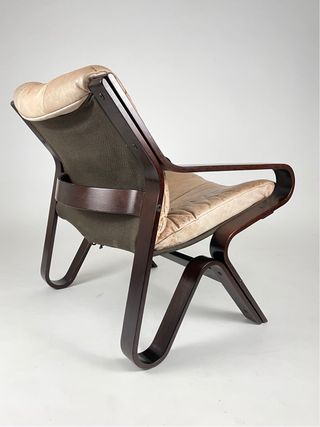 Sillón Nórdico Piel y Madera - Noruega 70s