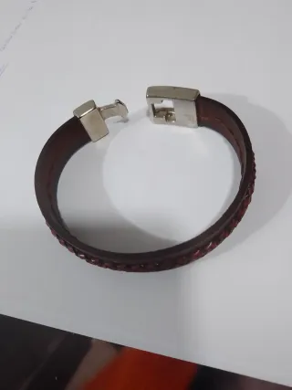 Pulsera de imitación cuero marrón