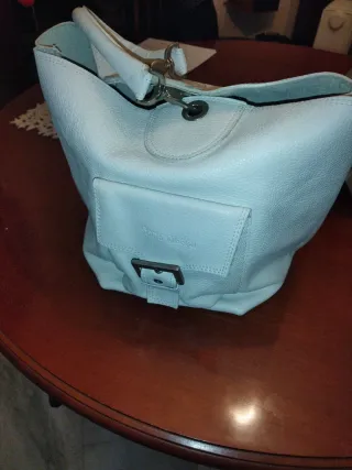 Bolso de mano Sonia Modell blanco de cuero.