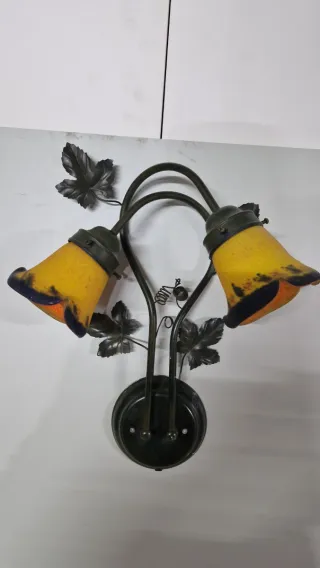 Aplique de pared hierro forjado 2 tulipas