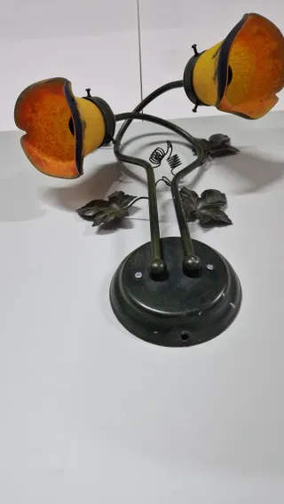 Aplique de pared hierro forjado 2 tulipas