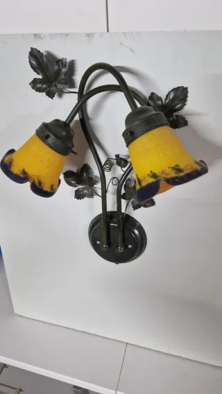 Aplique de pared hierro forjado 2 tulipas