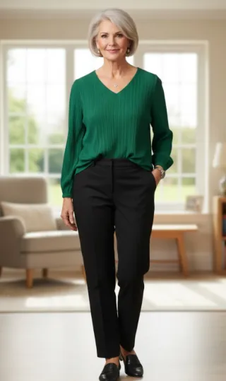 Blusa verde de manga larga