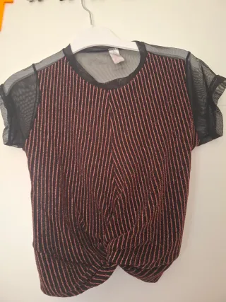 Top fiesta lentejuelas y tul negro/rosa