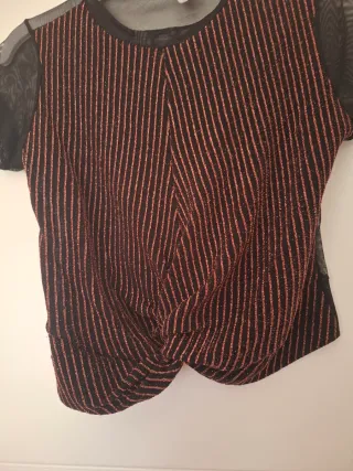 Top fiesta lentejuelas y tul negro/rosa