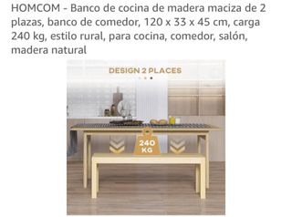Banco de cocina 120x33x45. Nuevo sin estrenar.