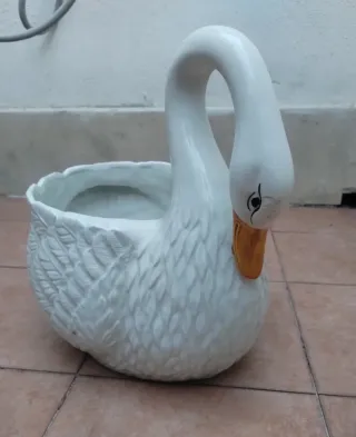 Vaso Cigno Ceramica Bianco