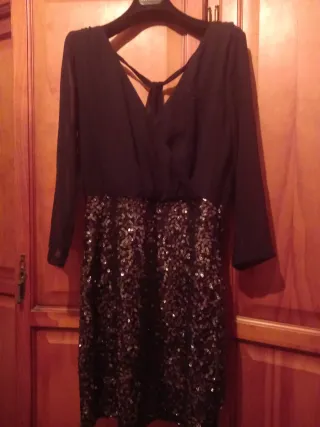 Vestido fiesta lentejuelas negro