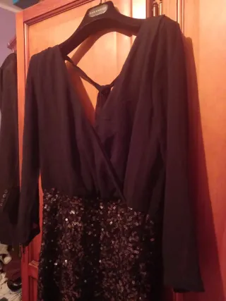 Vestido fiesta lentejuelas negro