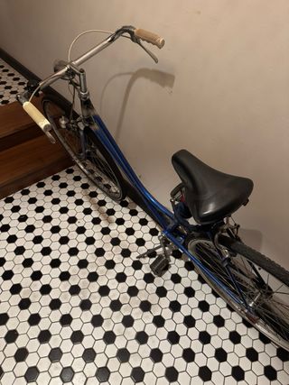 Bicicleta urbana azul cómoda