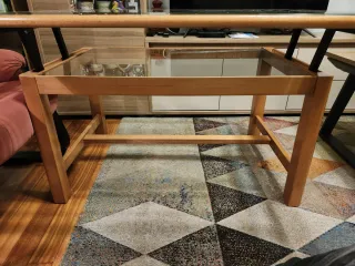 Mesa de centro elevable madera y cristal