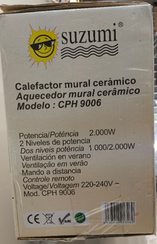Calefactor mural cerámico Suzumi CPH9006