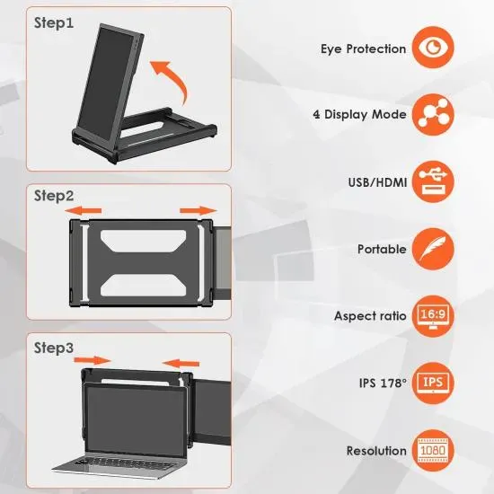 Schermo estensibile portatile 12 FHD 1080P