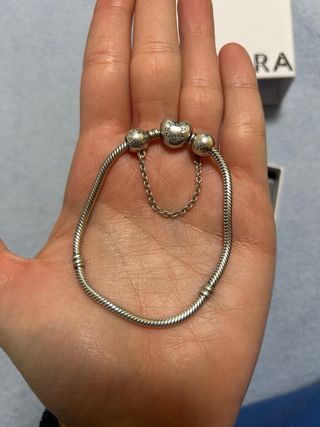 Pulsera Pandora Plata Cadena Seguridad