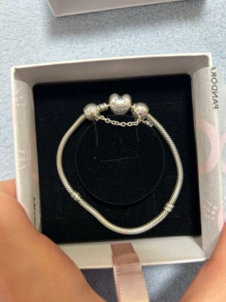 Pulsera Pandora Plata Cadena Seguridad