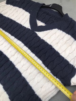 Camisola Gola em V Listrada