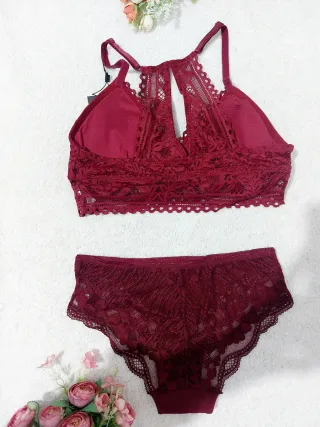 Conjunto Lencería Encaje Burdeos Talla M