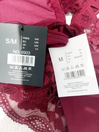 Conjunto Lencería Encaje Burdeos Talla M