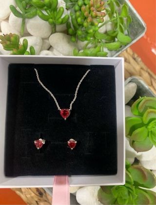 Conjunto Pandora Corazón Rojo y Plata