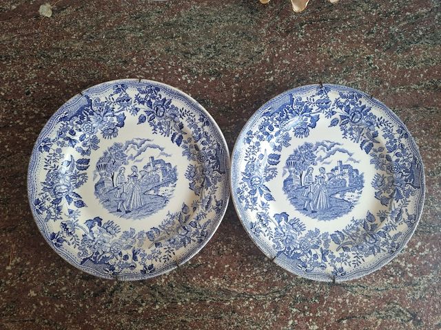 Set di 2 piatti decorativi blu