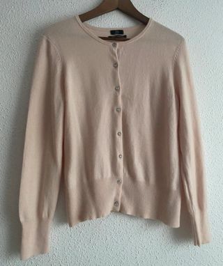 Cárdigan rosa botones joya,cachemira 100%
