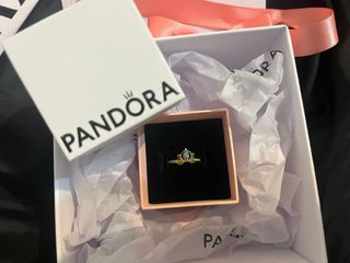 Anillo Pandora Corona Azul Dorado