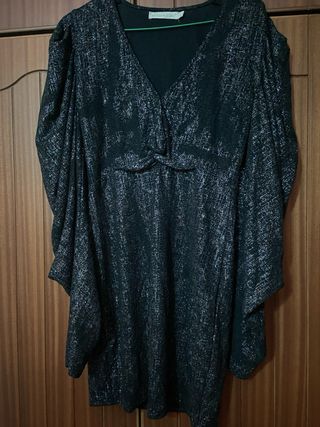 Vestido fiesta negro  dorado y plateado