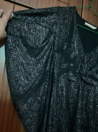 Vestido fiesta negro  dorado y plateado