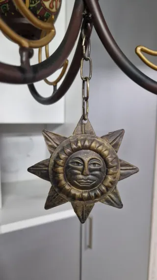 Lámpara de techo forja 3 tulipas sol y luna