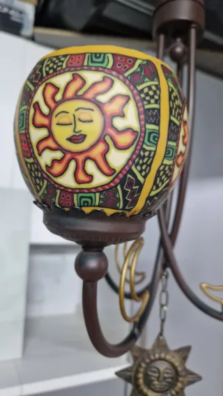 Lámpara de techo forja 3 tulipas sol y luna