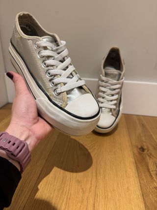 Zapatillas Coolway plataforma plateadas T.36