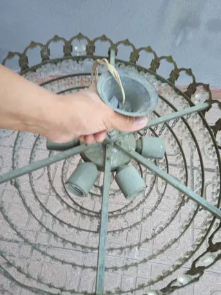 Lámpara bronce y cristal roca 40cm