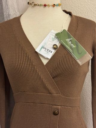 Vestido Guess punto marrón botones