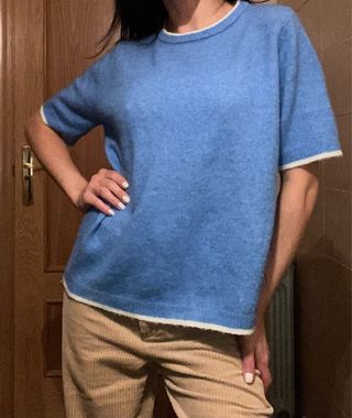 Jersey lana manga corta suave y cálido