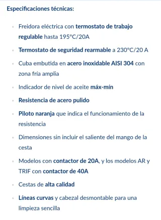 Freidora Industrial Eléctrica HR 8L