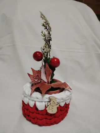 Cesta Trapillo Navidad Muñeco Nieve