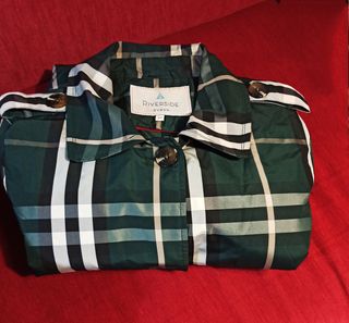 Gabardina mujer cuadros verdes talla 44