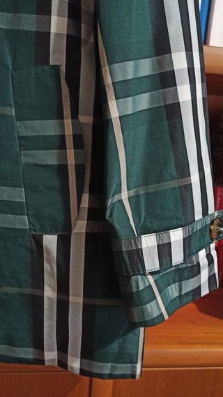 Gabardina mujer cuadros verdes talla 44