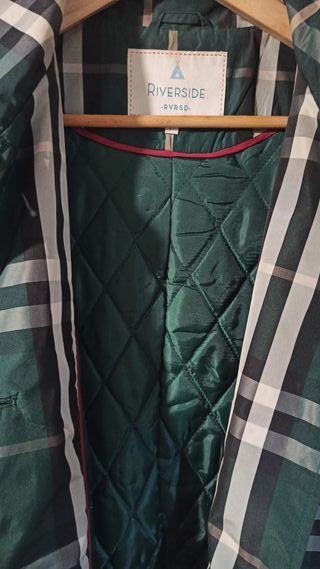 Gabardina mujer cuadros verdes talla 44