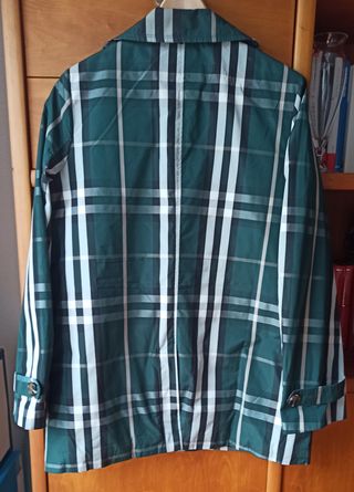 Gabardina mujer cuadros verdes talla 44