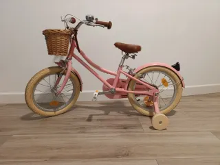 Bicicleta infantil rosa 16'' sillín cuero