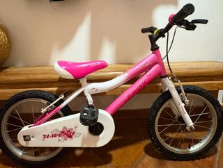Bicicleta niña marca JL -WENTI color rosa y blanca