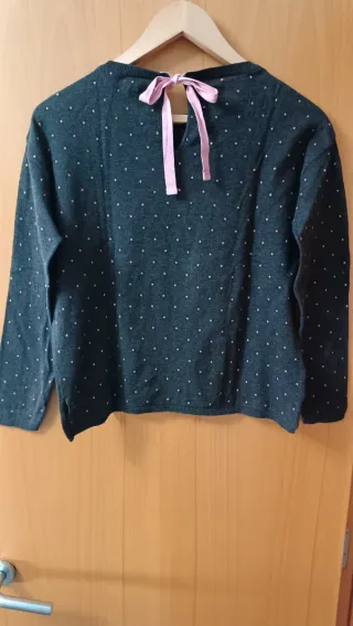 Jersey gris con lunares rosas talla M