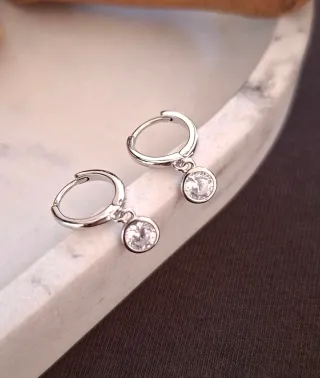 Pendientes Aro Plata Ley Circonita