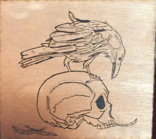 Pirografía Calavera con Barba 30x40