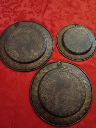 Set 3 Piatti Decorativi Rame Martellato