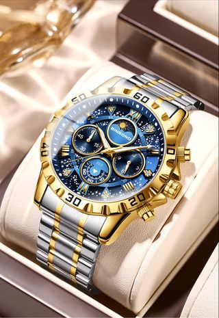 Reloj BINBOND Hombre Azul y Dorado