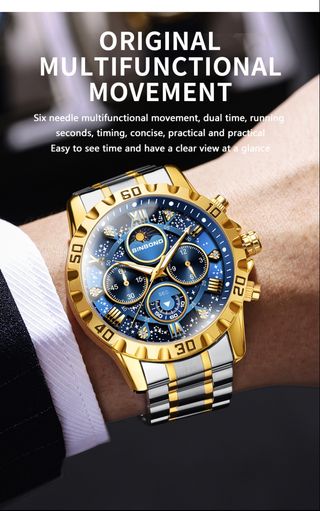 Reloj BINBOND Hombre Azul y Dorado