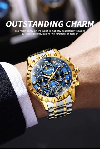 Reloj BINBOND Hombre Azul y Dorado