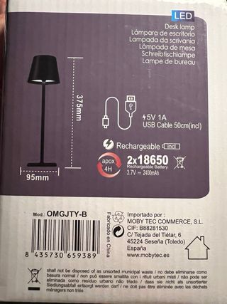 Lámpara Escritorio LED Recargable Extrahous